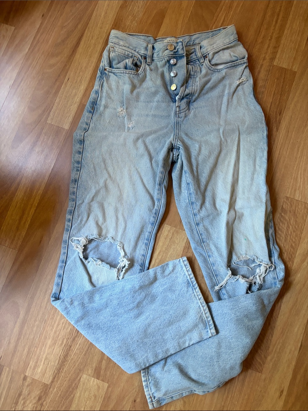 Pacific Sunwear Pale Blue Distressed Boyfriend Jeans
